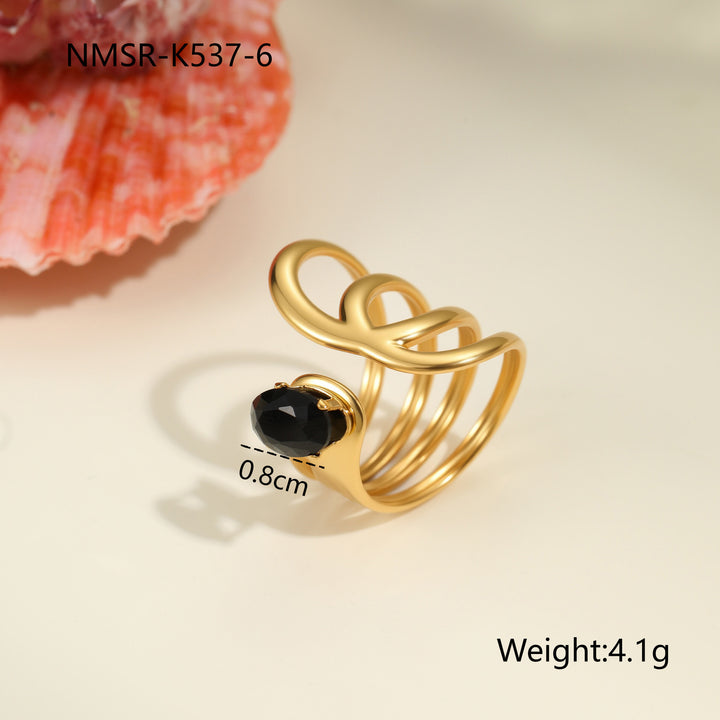 Inlaid Zircon Titanium Steel Ring For Women
