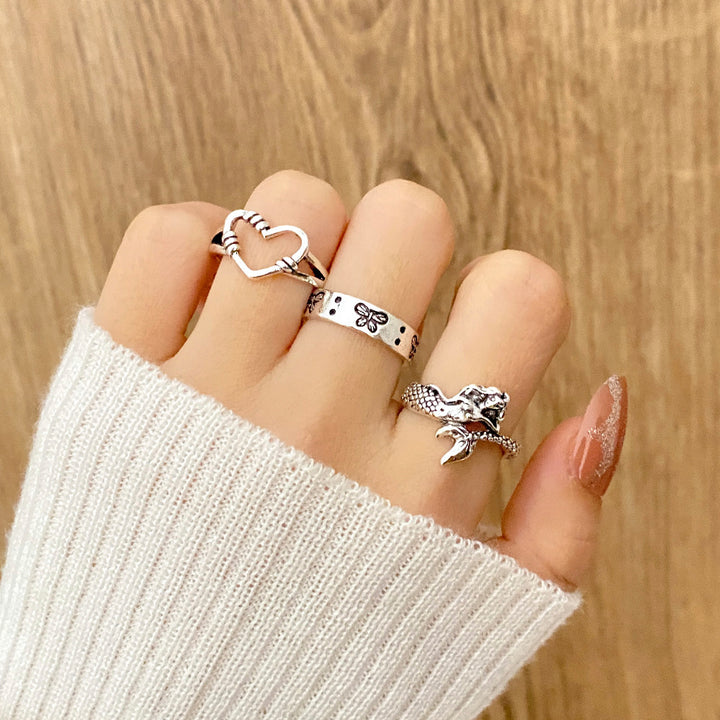 Fashion Personality Butterfly Snake Ring Suit Combination Opening
