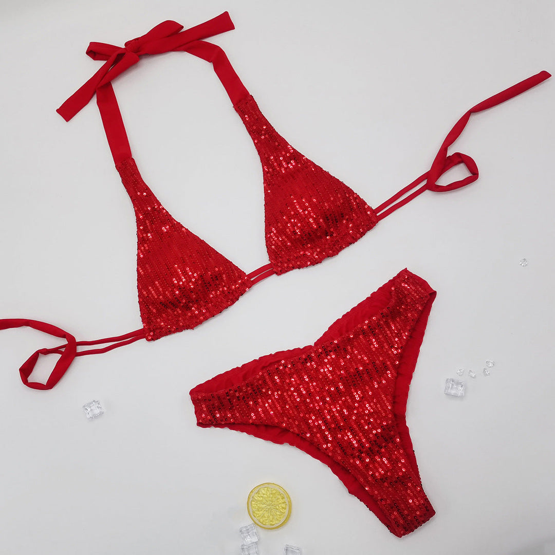 Beach Split Fashionable Sequins Bikini Suit