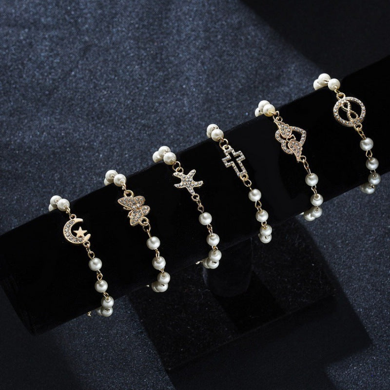 Hollow Rhinestone Pearl Bracelet Multi-style Adjustable