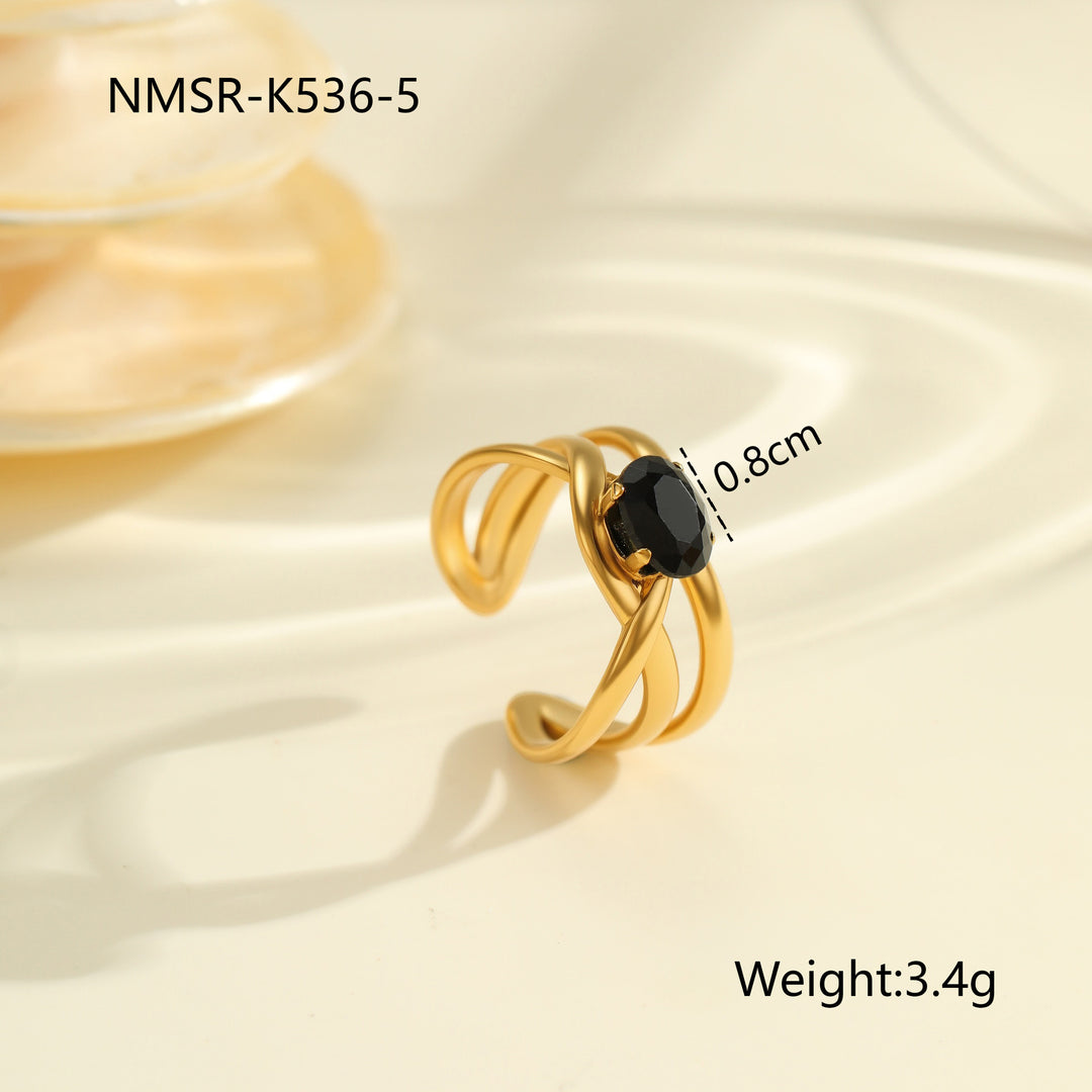 Inlaid Zircon Titanium Steel Ring For Women