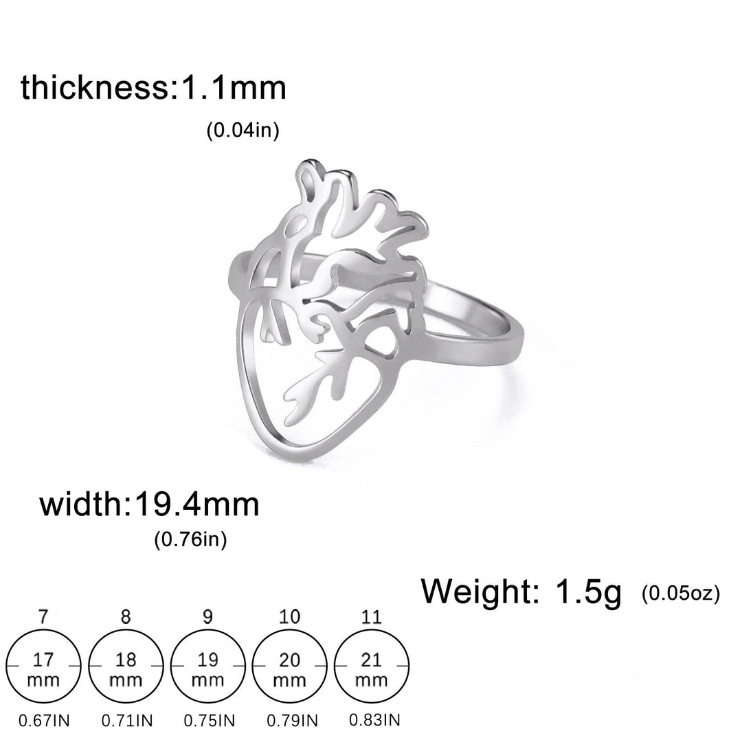 Cut Titanium Steel Hollow-out Brain-shaped Ring