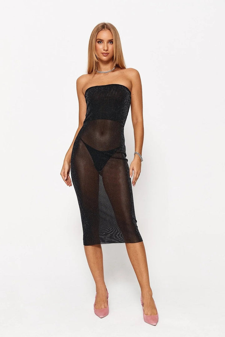 2022 Women's Low -cut Clean Color Mesh Tube Top Dress