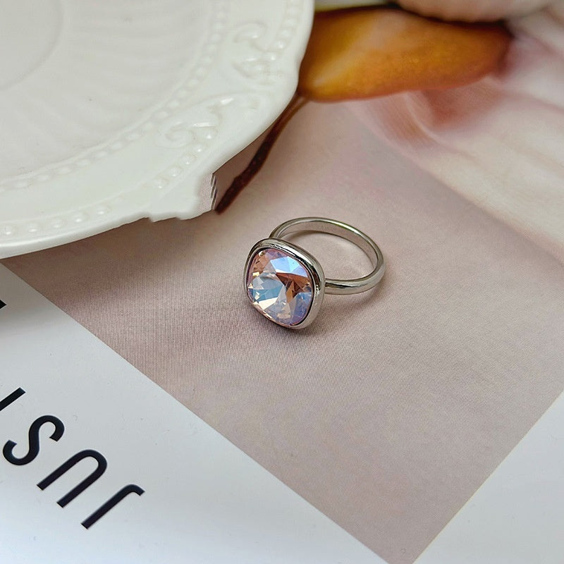 Square Rhinestone For Women Special-interest Design Open Index Finger Ring