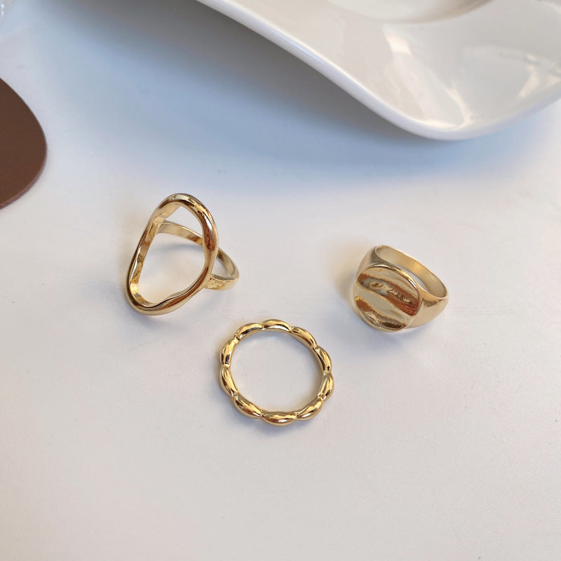 Personality Geometry Hollow Three-piece Ring Set