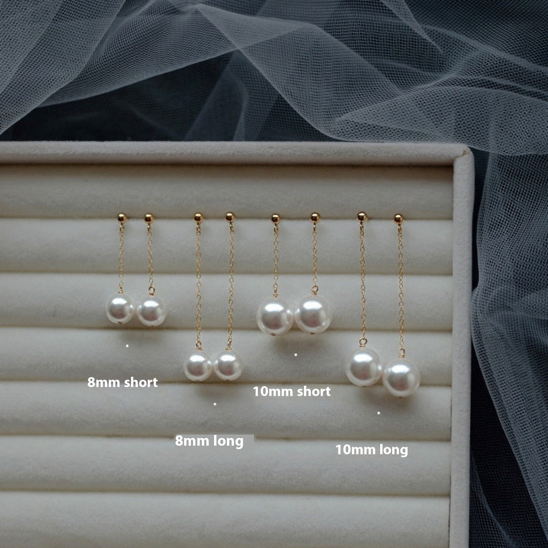 Pearl Long Fairy Temperamental 14K Gold Plated Simple Earrings