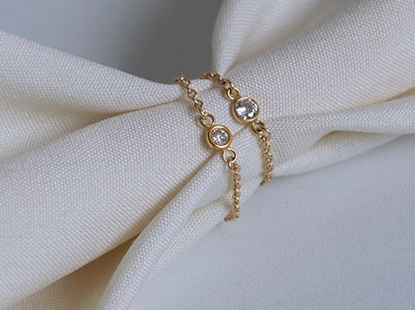 Tide-Plated 18k Rose Gold Titanium Steel Index Finger Ring Thin Chain