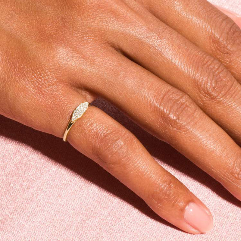Women's Gold Plated Simple Zircon Micro Setting Ring