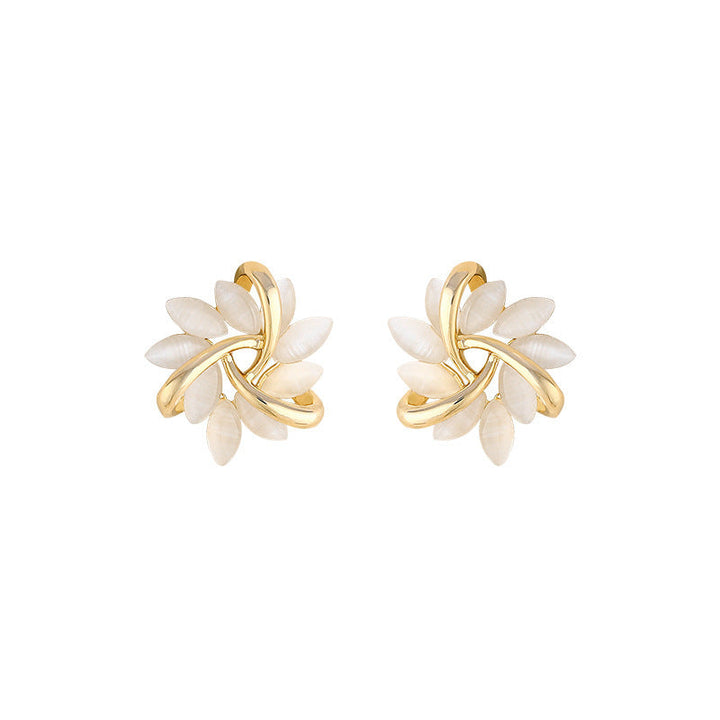 Cat's Eye Flower Earrings High Sense Opal Square Triangle Geometry Earrings