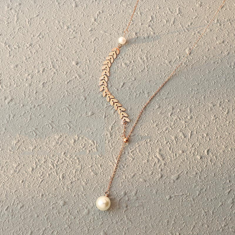 Fashion Simple Phoenix Tail Pearl Clavicle Necklace