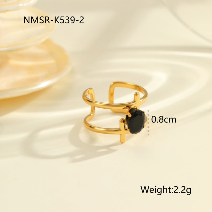 Inlaid Zircon Titanium Steel Ring For Women