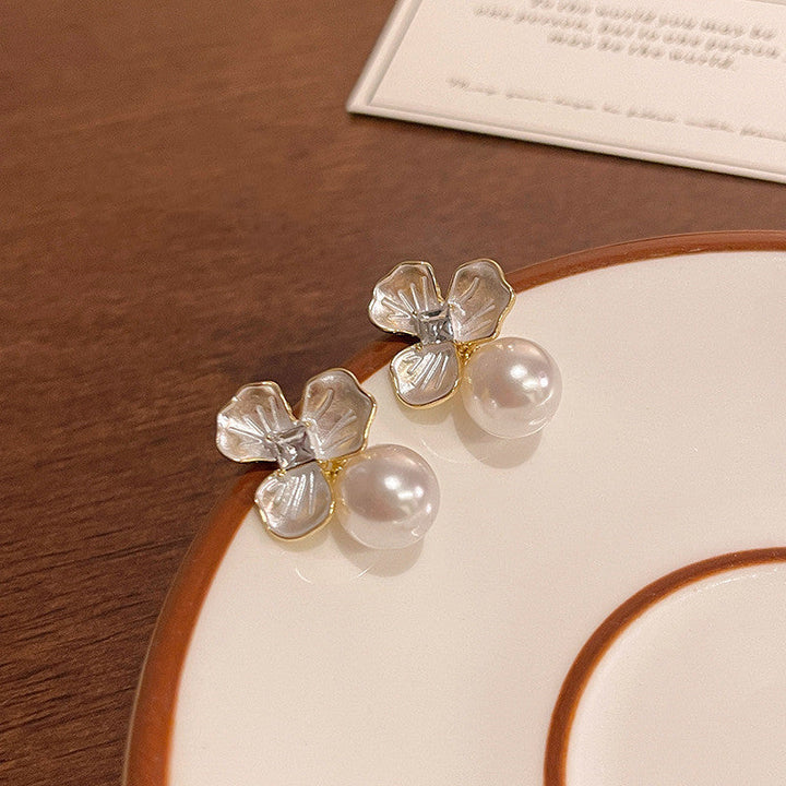 Silver Needle Simple Geometric Opal Stone Ear Studs Women