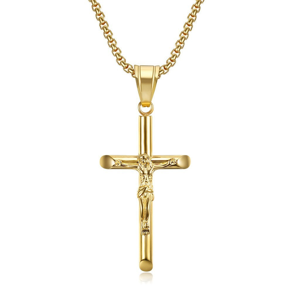 Stainless Steel Cross Pendant Punk Personality Necklace