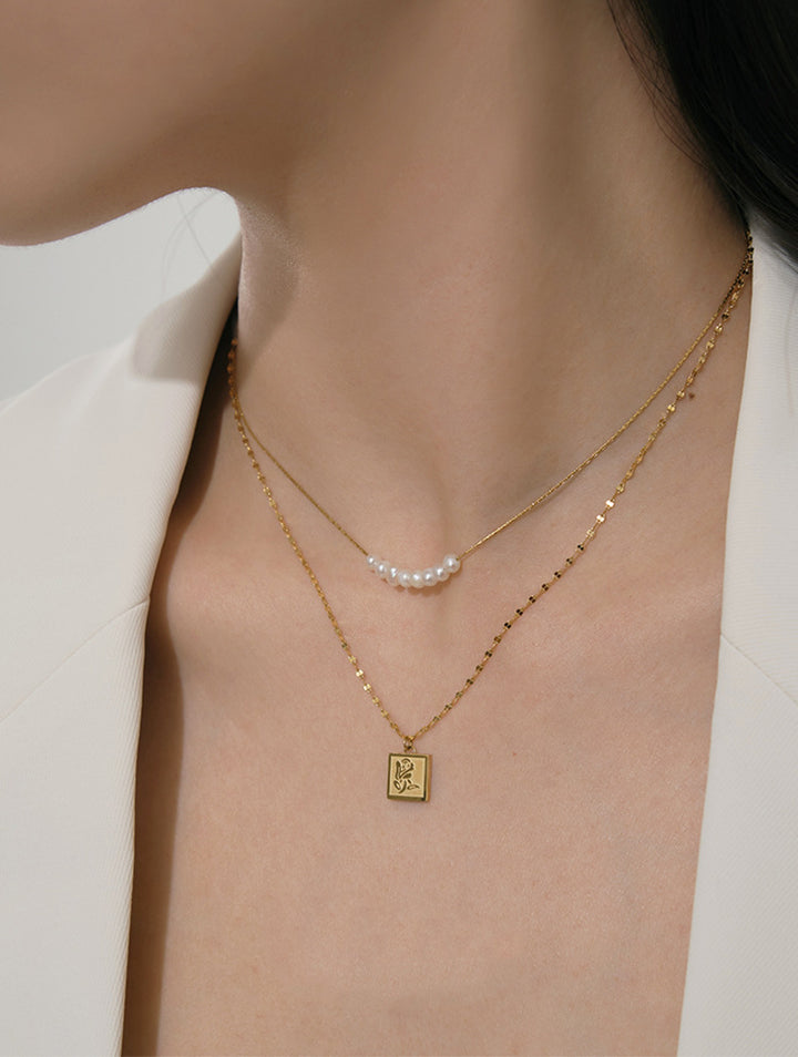 Necklace,stainless Steel,with Pearl And Flower,Only Self-pickup Is Supported, And The Displayed Prices Are All Self-pickup Prices