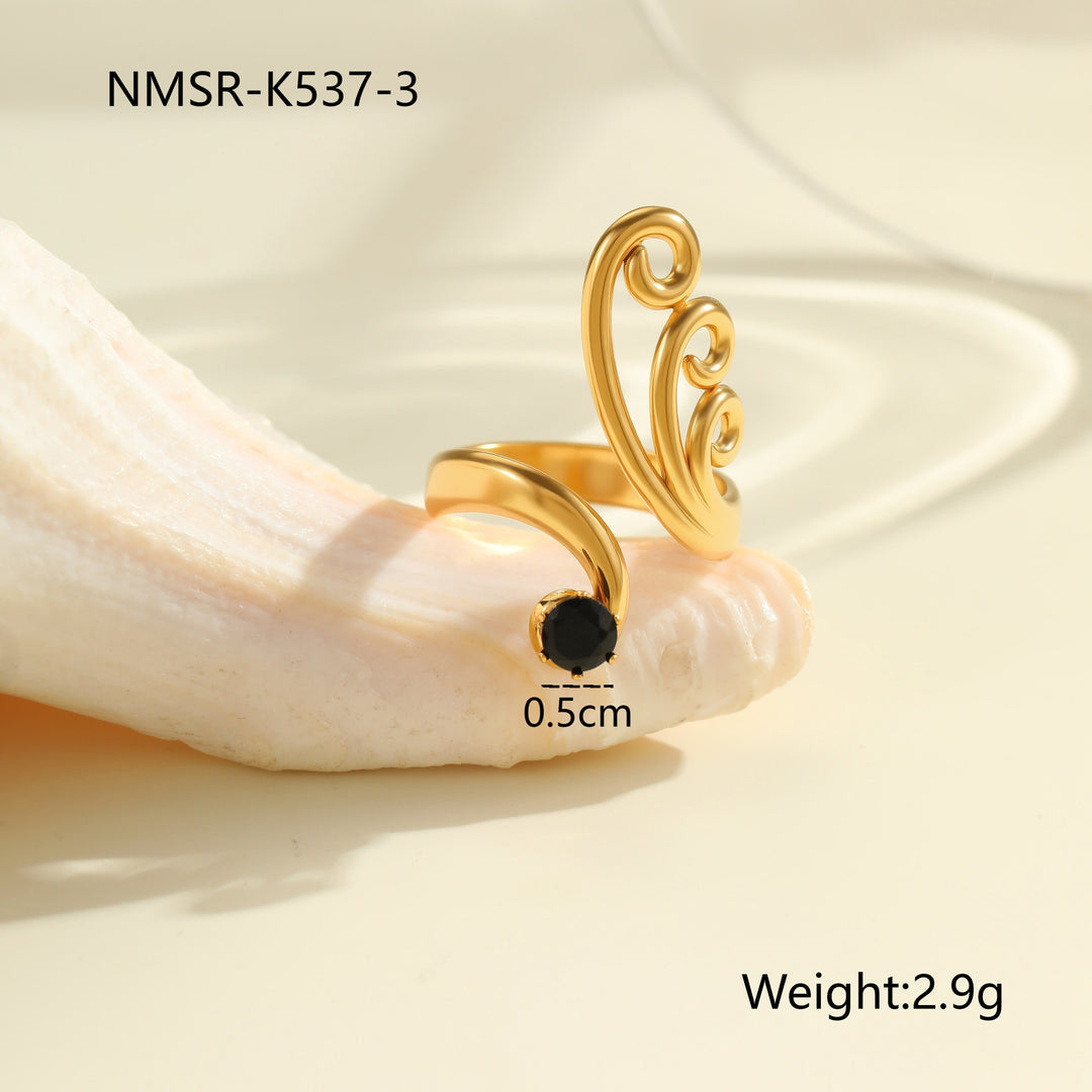 Inlaid Zircon Titanium Steel Ring For Women