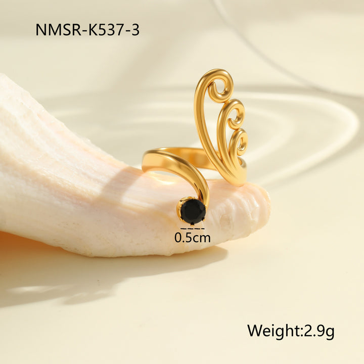 Inlaid Zircon Titanium Steel Ring For Women