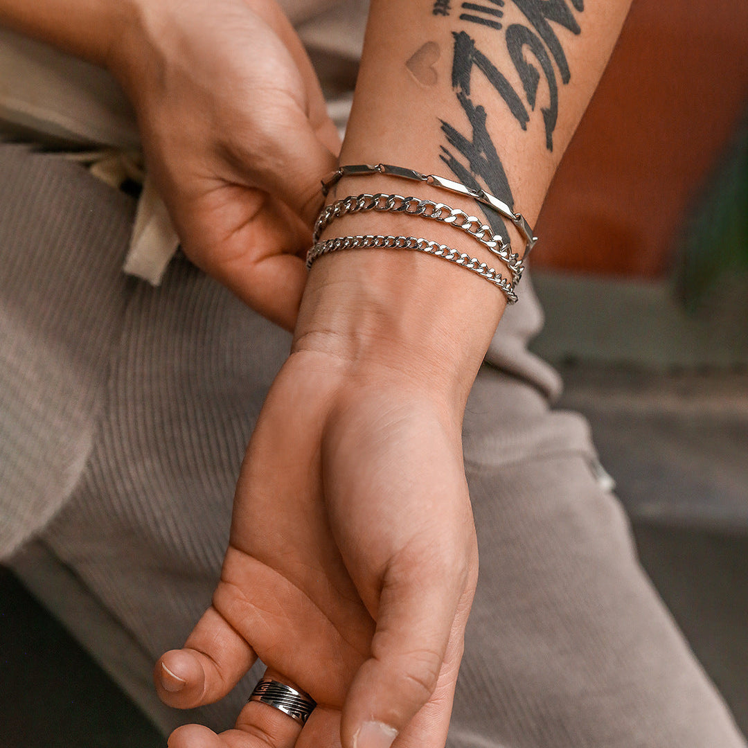 Multi-layer Hip Hop Stainless Steel Bracelet For Men