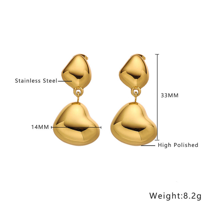 Stainless Steel Exaggerated Geometry Stud Earrings Love Heart