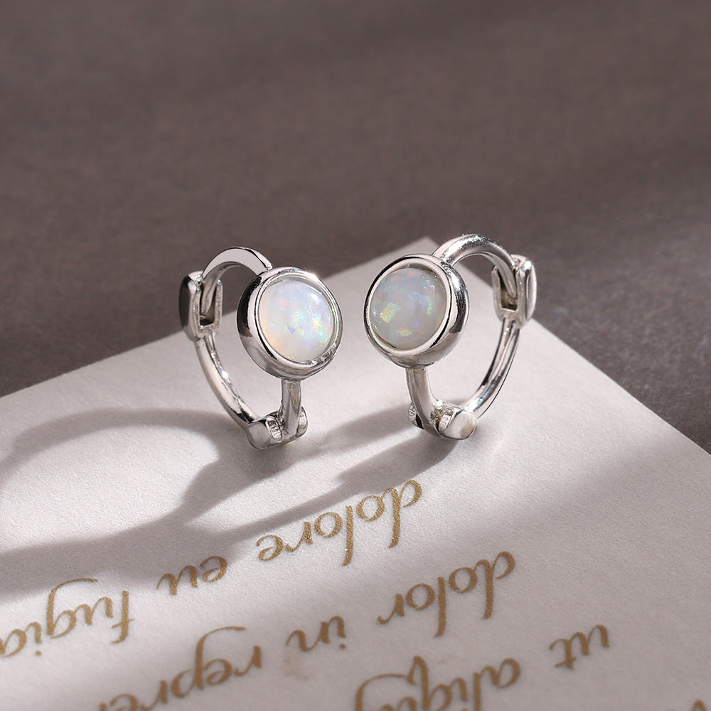 Synthetic Color Opal Stone Ear Ring Round Fashion Women