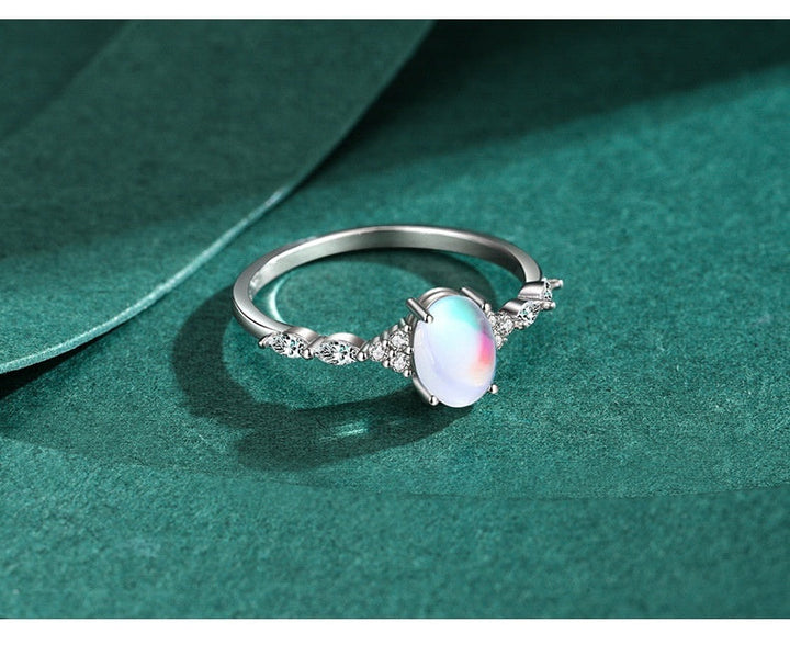 S925 Sterling Silver Ins Cold Style Moonstone Ring