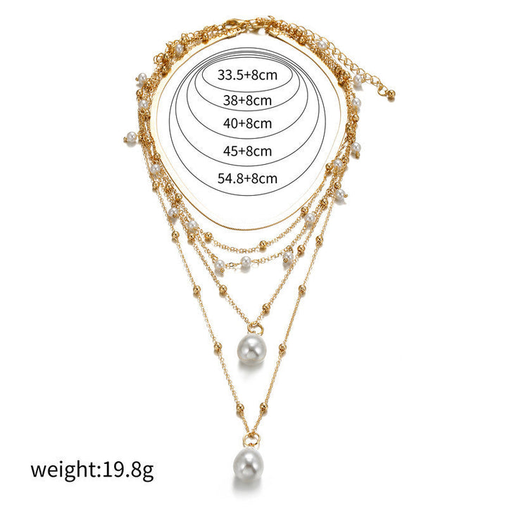 Gothic Baroque Pearl Tassel Wedding Multilayer Necklace