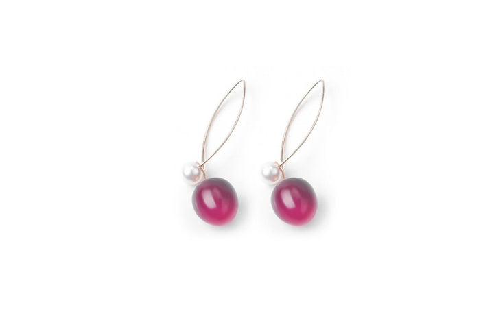 Artificial Red Gradient Cherry Cherry Pearl Earrings