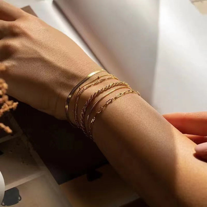 Stainless Steel 5-piece Set Simple Bracelet Does Not Fade