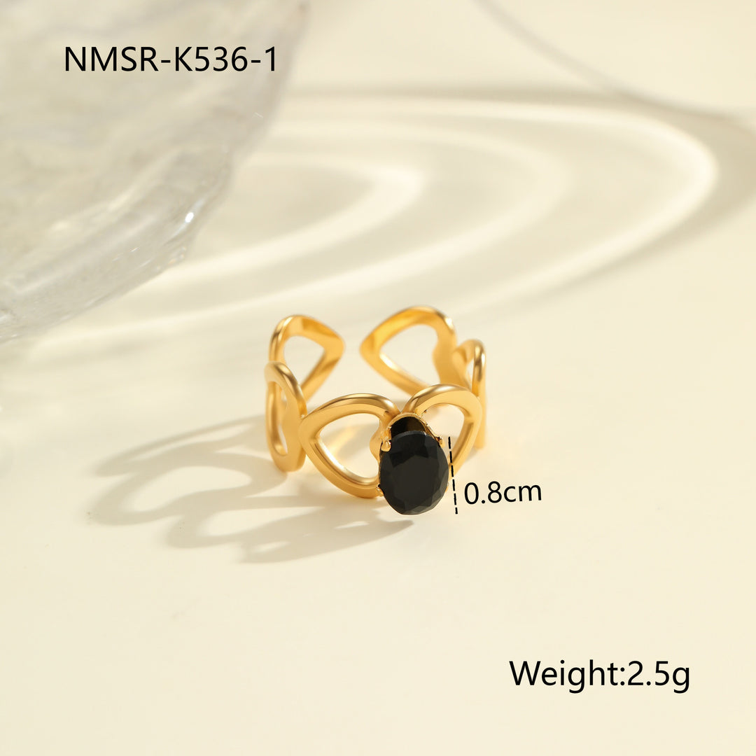 Inlaid Zircon Titanium Steel Ring For Women