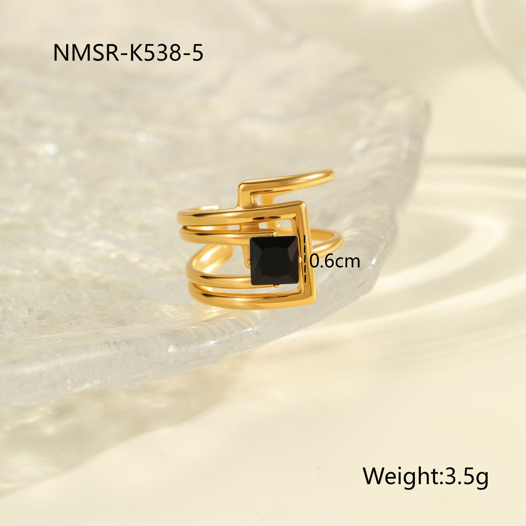 Inlaid Zircon Titanium Steel Ring For Women