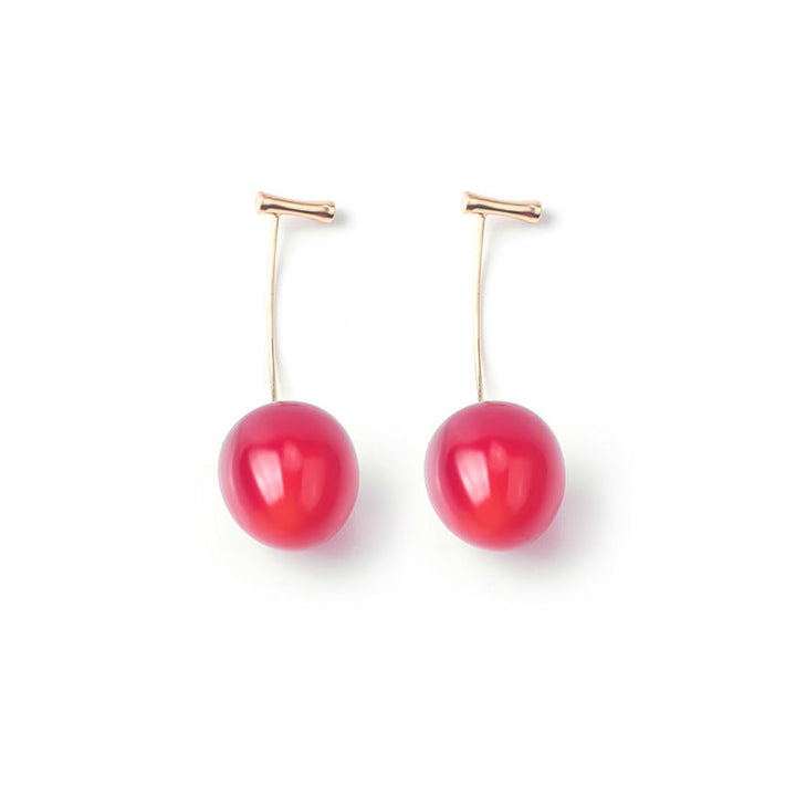 Artificial Red Gradient Cherry Cherry Pearl Earrings