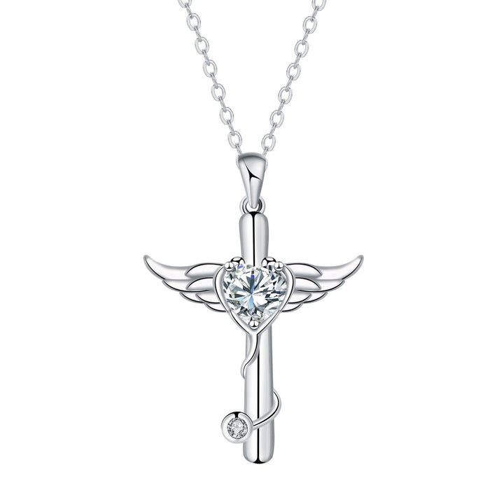 Personality Wings Cross Stethoscope Necklace