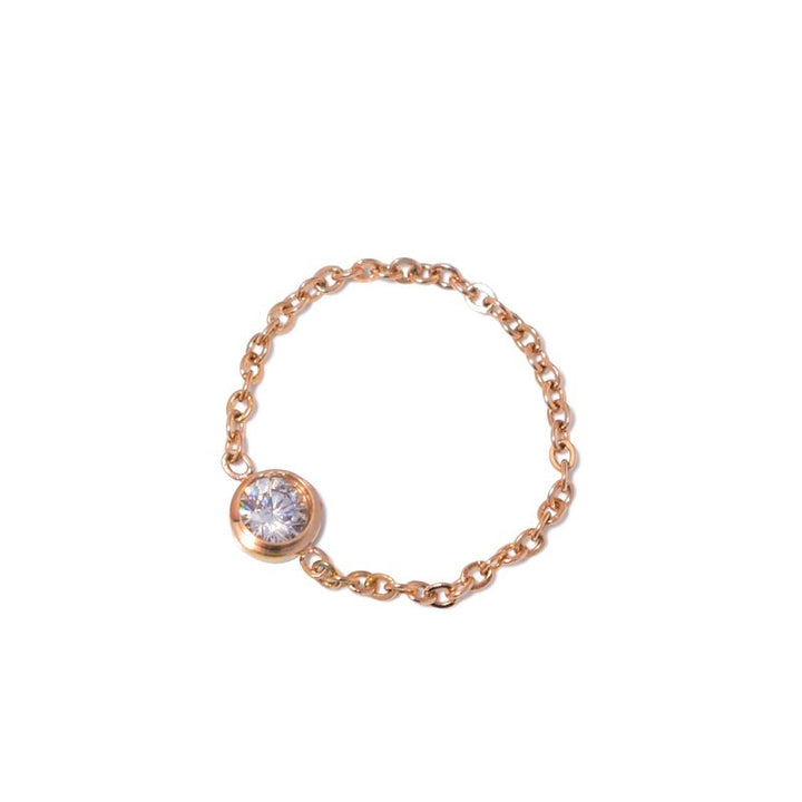 Tide-Plated 18k Rose Gold Titanium Steel Index Finger Ring Thin Chain