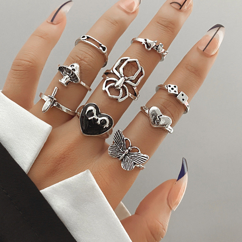 Fashion Personality Butterfly Snake Ring Suit Combination Opening