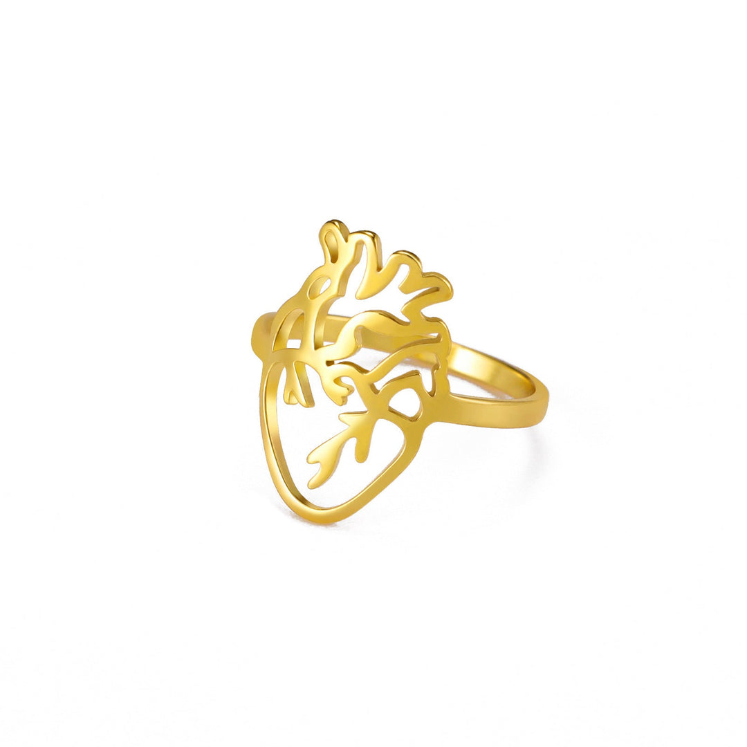 Cut Titanium Steel Hollow-out Brain-shaped Ring