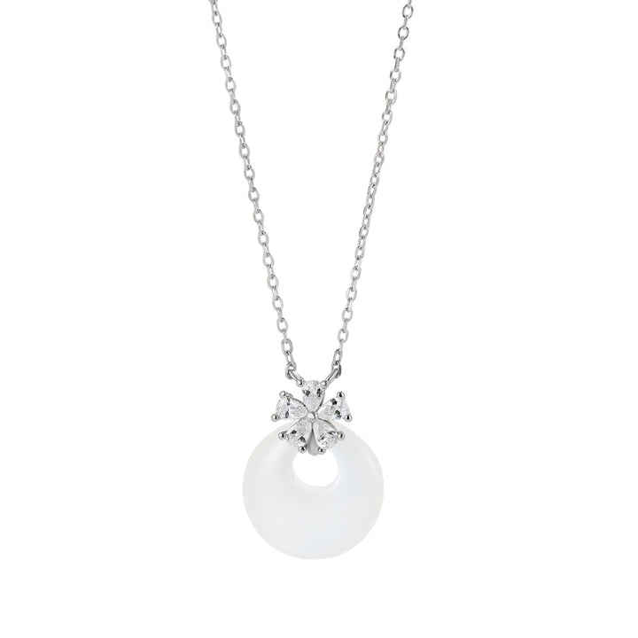 S925 Sterling Silver Chalcedony Peace Buckle Necklace