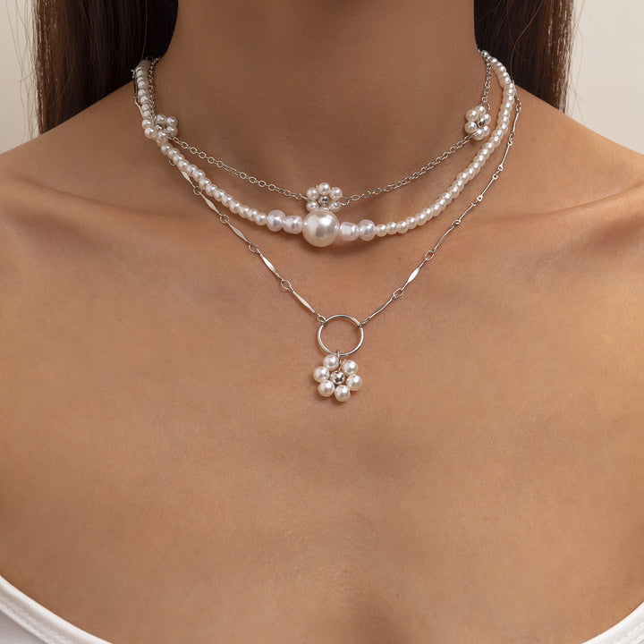 Vintage Flower Imitation Pearl Clavicle Necklace Simple