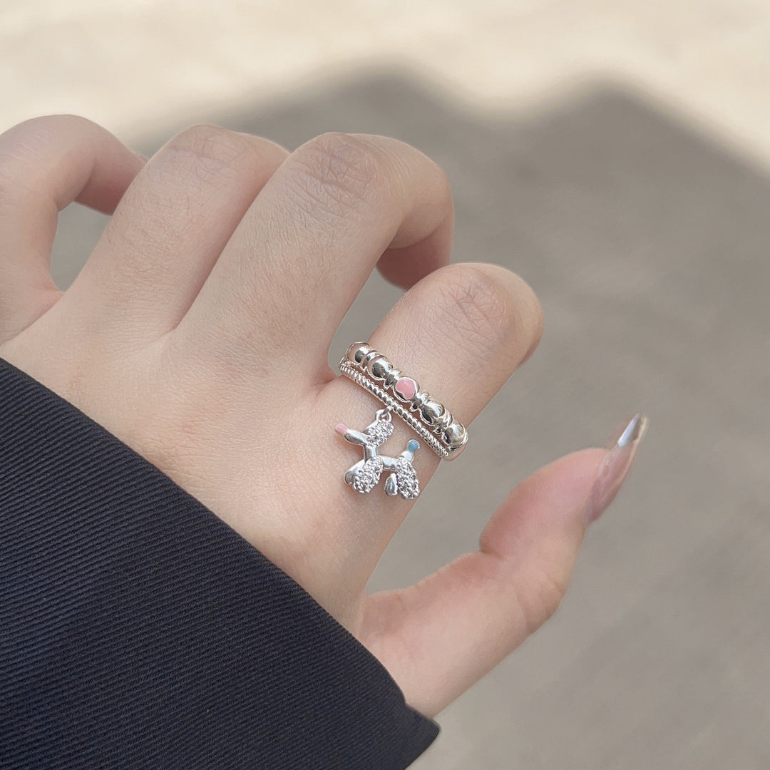 Finger Ring With Dog,silvery Color,Only Self-pickup Is Supported, And The Displayed Prices Are All Self-pickup Prices