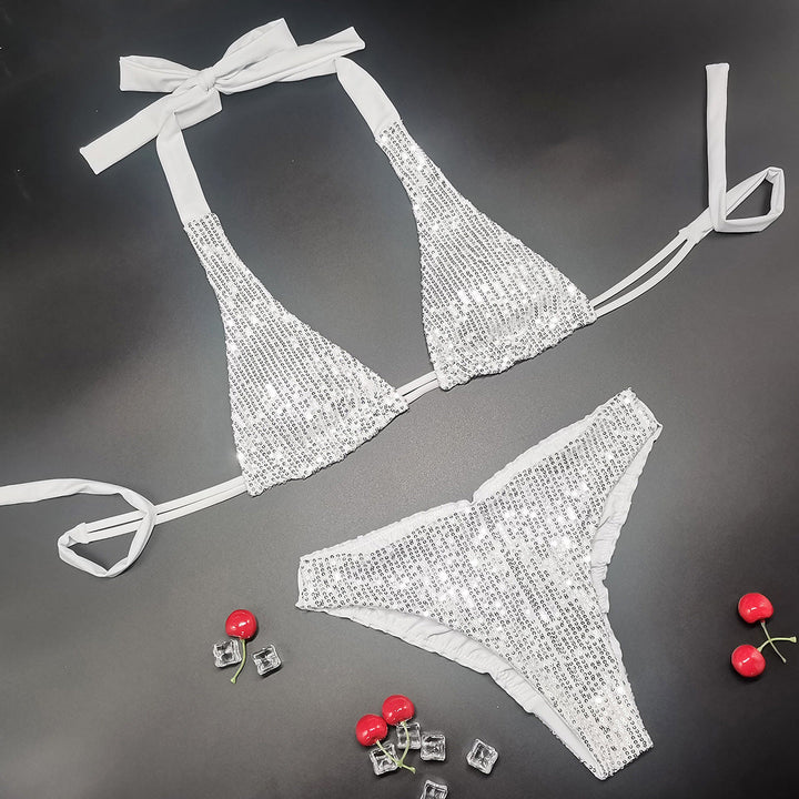 Beach Split Fashionable Sequins Bikini Suit