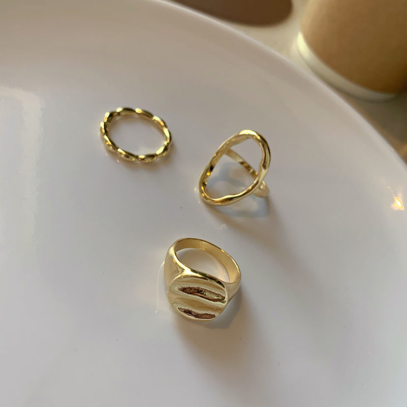 Personality Geometry Hollow Three-piece Ring Set