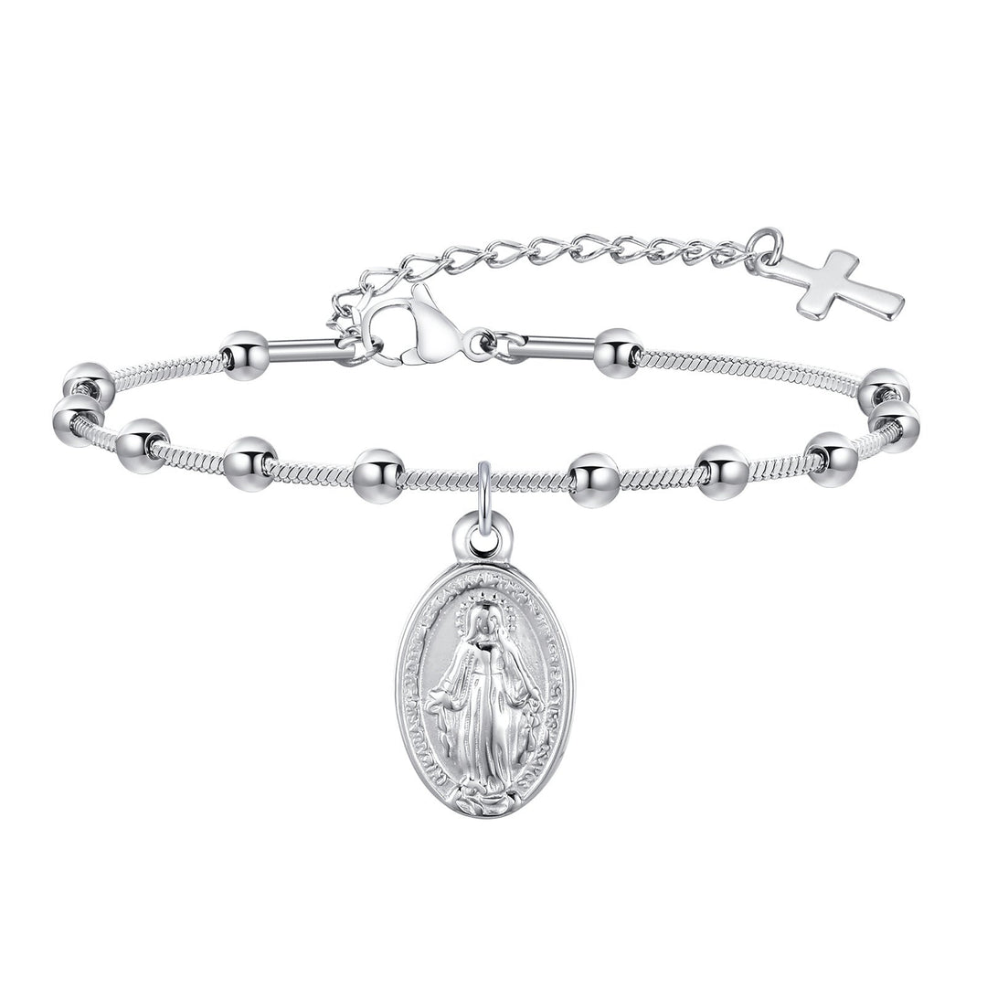 Cross Oval Stainless Steel Bracelet
