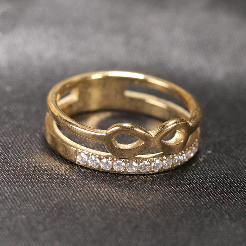 Double Retro CNC Diamond-studded Ring Fashion