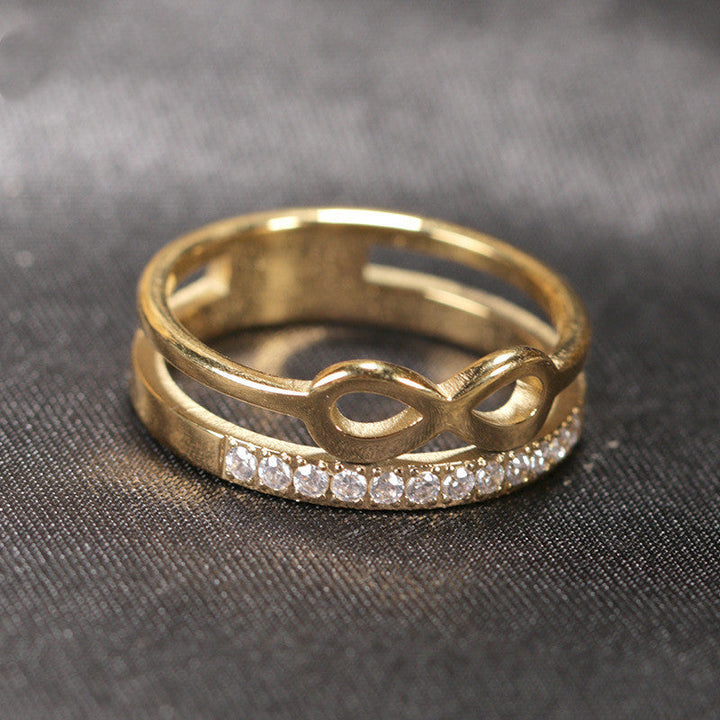 Double Retro CNC Diamond-studded Ring Fashion