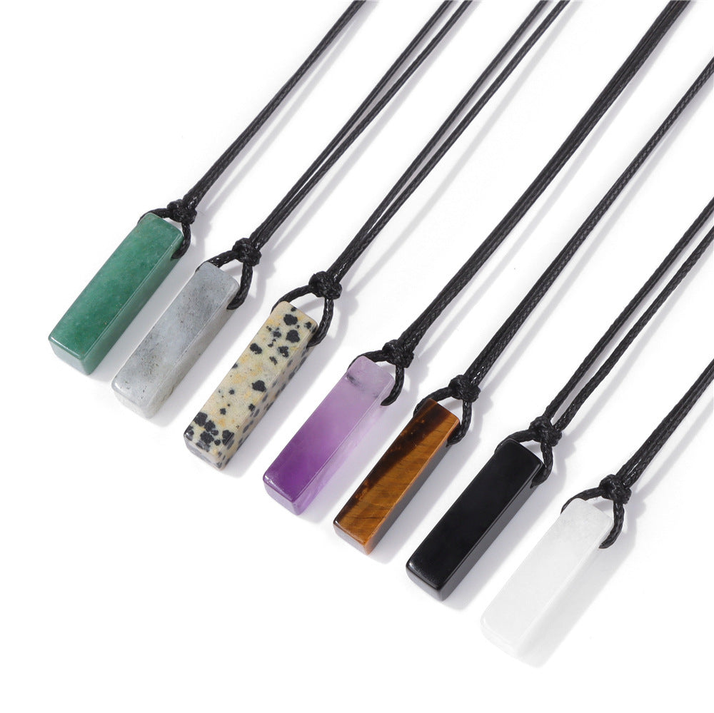 Irregular Stone Rectangular Pendant Necklace