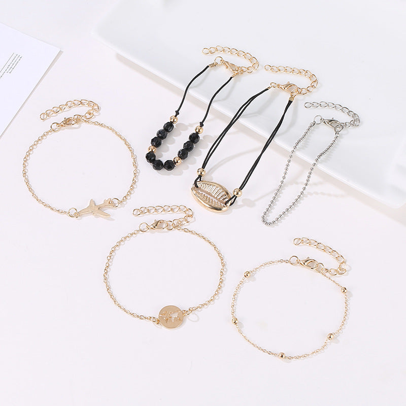 Six-piece Multi-layer Bracelet Hollow Map Set