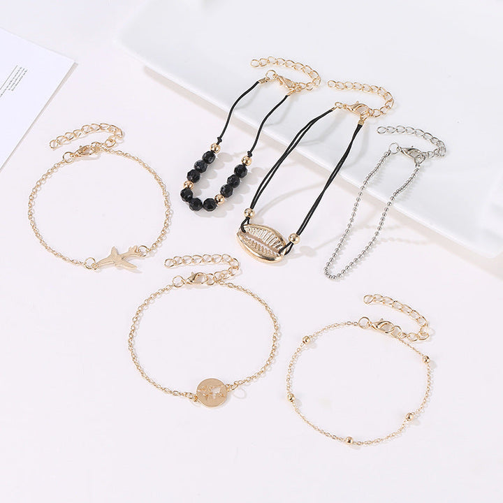 Six-piece Multi-layer Bracelet Hollow Map Set