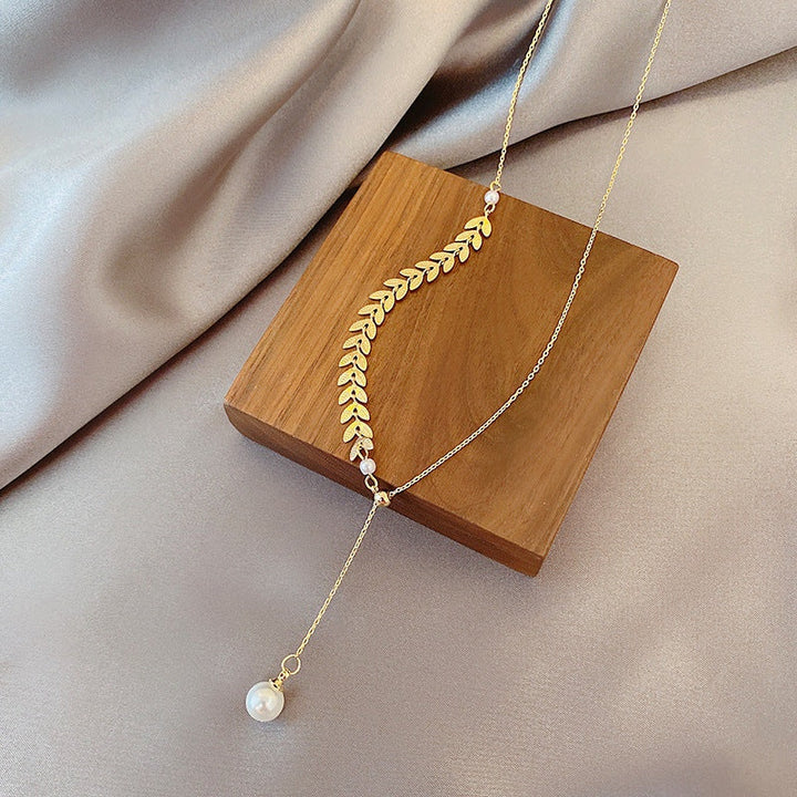 Fashion Simple Phoenix Tail Pearl Clavicle Necklace
