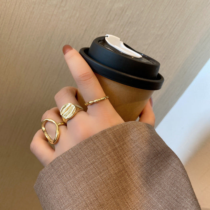 Personality Geometry Hollow Three-piece Ring Set