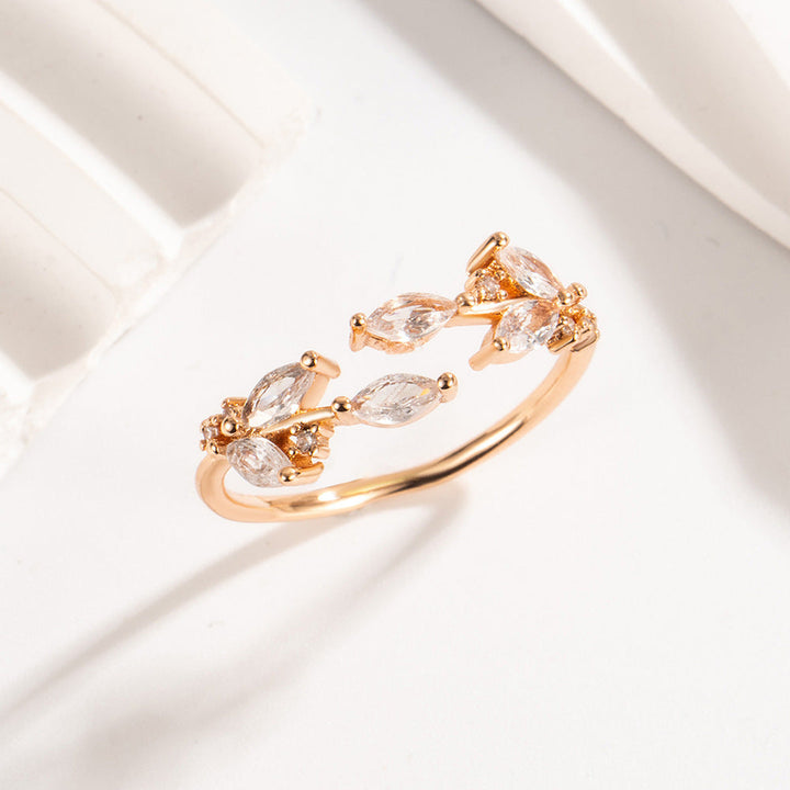 Design Leaf Zircon Ring For Women