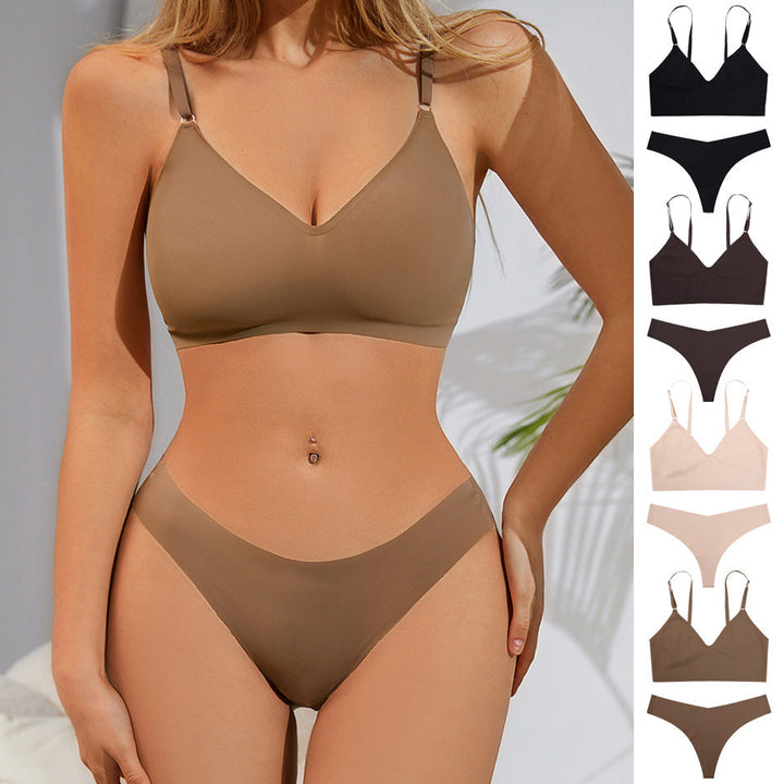 Plus Size V-neck Underwear Suit Women's No Steel Ring Seamless