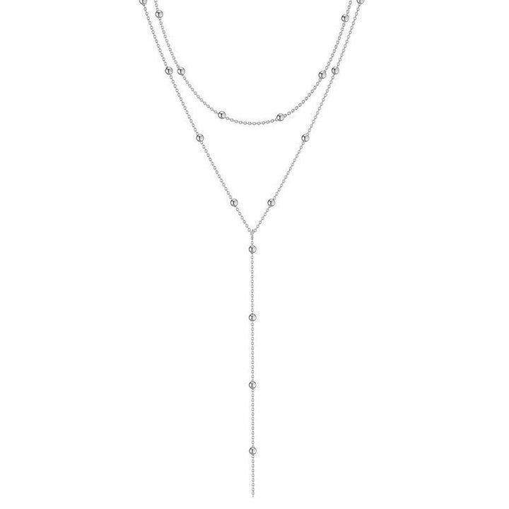 Fashion Long Necklace Simple Geometric Tassel Round Beads Clavicle Necklace